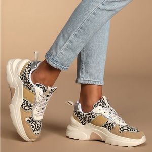 Lulu’s Mabelle Beige Leopard Chunky Sneakers